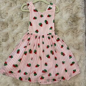 Mini Boden Crossback Strawberry Pinstripe Dress